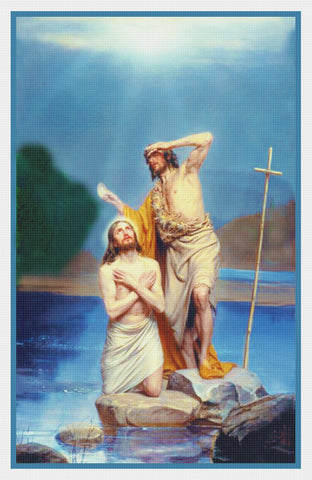 The Baptism of Jesus Christ by Carl Bloch Counted Cross Stitch Pattern DIGITAL DOWNLOAD