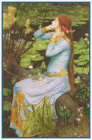 Ophelia inspired by John William Waterhouse Counted Cross Stitch Pattern