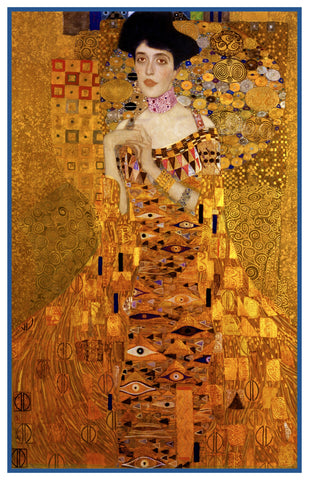 Symbolist Klimt Portrait  of Golden Adele #2 detail Counted Cross Stitch Pattern