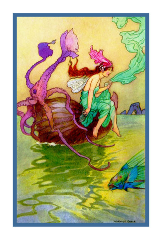A Fairy in her Nautilus Boat Warwick Goble Counted Cross Stitch Chart Pattern