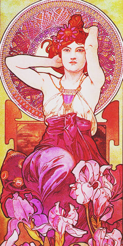 Amethyst Maiden Detail by Alphonse Mucha Counted Cross Stitch Pattern