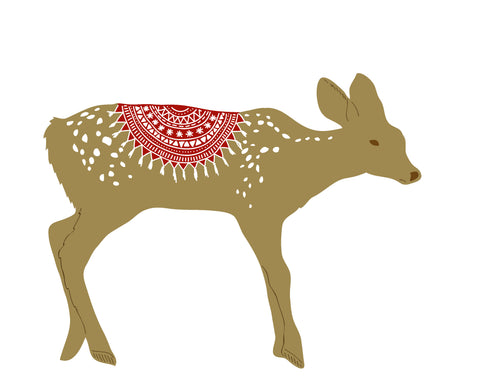 Colorful Contemporary Deer with a Knit Blanket Hand Embroidery Pattern