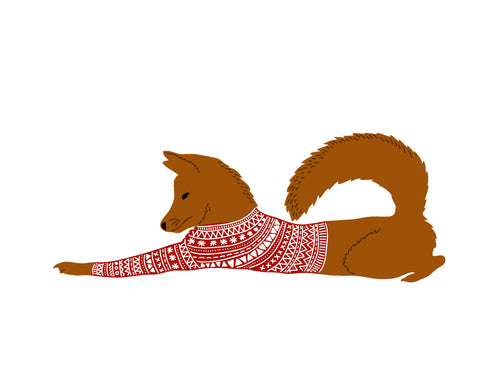 Colorful Contemporary Red Fox With a Knit Sweater Hand Embroidery Patt ...