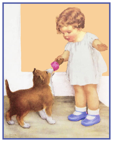 Bessie Pease Gutmann The REWARD Girl and Puppy Counted Cross Stitch Pattern