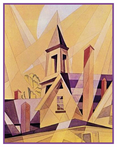 Church in Provincetown Cubist Precisionism by American Artist Charles Demuth Counted Cross Stitch Pattern