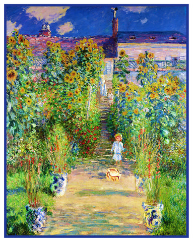 The Garden at Vetheuil inspired by Claude Monet's impressionist painting Counted Cross Stitch Pattern