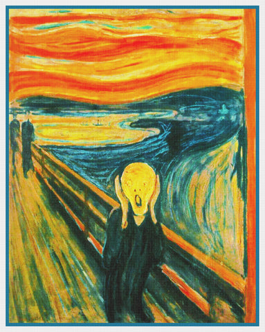 Symbolist Artist Edvard Munch's The Scream Counted Cross Stitch Pattern