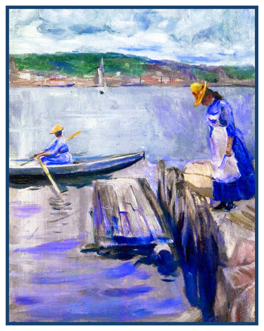 A Summer Day on the Pier by Symbolist Artist Edvard Munch Counted Cross Stitch Pattern