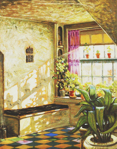 Sunshine in the Corner  by American Painter Grant Wood Counted Cross Stitch Pattern