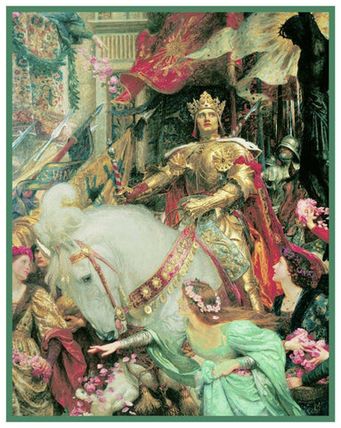 Medieval The Two Crowns by Francis Bernard Dicksee Counted Cross Stitch Pattern