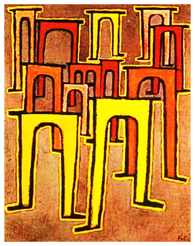 The Revolution of the Viaducts by Expressionist Artist Paul Klee Counted Cross Stitch Pattern