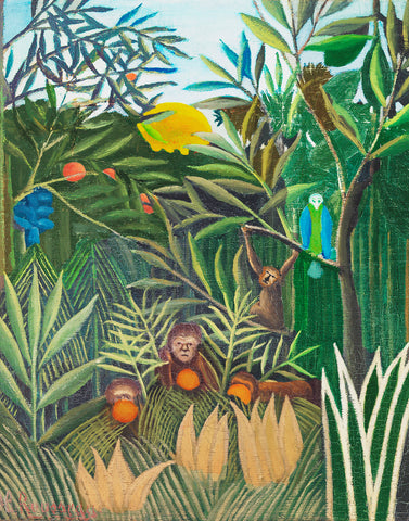 Monkeys Parrot Tropical Forest by Henri Rousseau Counted Cross Stitch Pattern