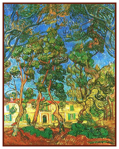 Trees at St. Paul Hospital by Vincent Van Gogh Counted Cross Stitch Pattern