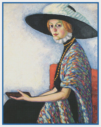Portrait of Lady Alide Asmus Artist Konrad Magi Counted Cross Stitch Pattern