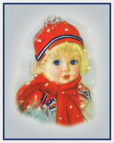 Little Girl in Scarf and Hat by Maud Tousey Fangel Counted Cross Stitch Pattern