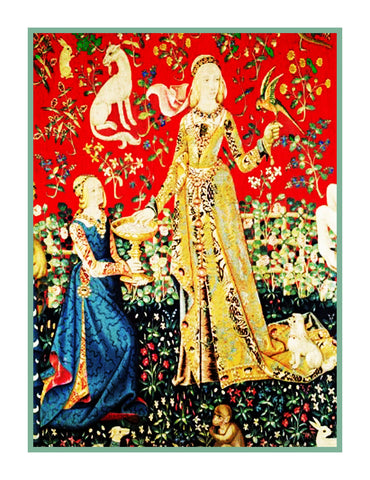 Taste Panel Detail #2 from the Lady and The Unicorn Tapestries Counted Cross Stitch Pattern  DIGITAL DOWNLOAD