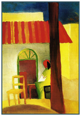 The Turkish Cafe by Expressionist Artist August Macke Counted Cross Stitch Pattern