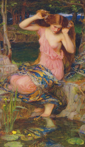Maiden at The Pond inspired by John William Waterhouse Counted Cross Stitch Pattern