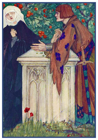 PreRaphaelite Florence Harrison Beneath Apple Tree Counted Cross Stitch Pattern