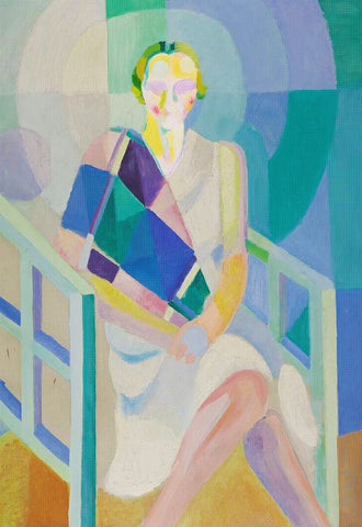 Portrait of Madame Heim Geometric Cubism by Artist Robert Delaunay Counted Cross Stitch Pattern