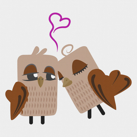 Contemporary Owls in Love Sew So Simple Counted Cross Stitch Pattern