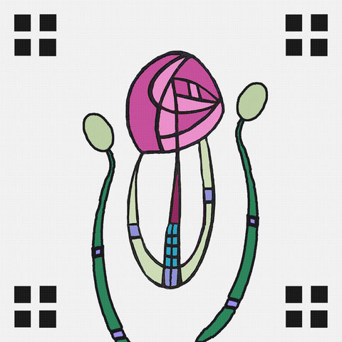 Mackintosh's  Rose Design Counted Cross Stitch Pattern DIGITAL DOWNLOAD