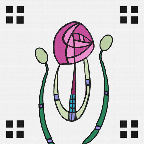 Mackintosh's  Rose Design Counted Cross Stitch Pattern