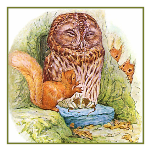 Squirrel Nutkin and Eyes Wide Shut inspired by Beatrix Potter Counted Cross Stitch Pattern