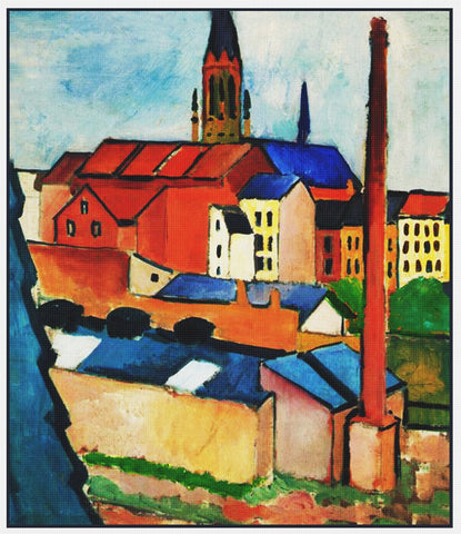 Saint Mary's Roofs and Chimneys by Expressionist Artist August Macke Counted Cross Stitch Pattern DIGITAL DOWNLOAD