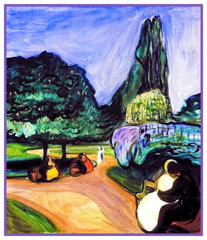 A Summers Night in Norway by Symbolist Artist Edvard Munch Counted Cross Stitch Pattern