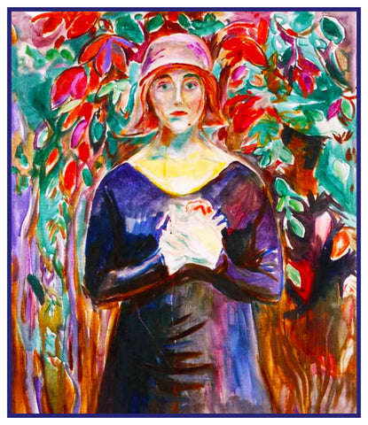 A  Model in the Garden by Symbolist Artist Edvard Munch Counted Cross Stitch Pattern