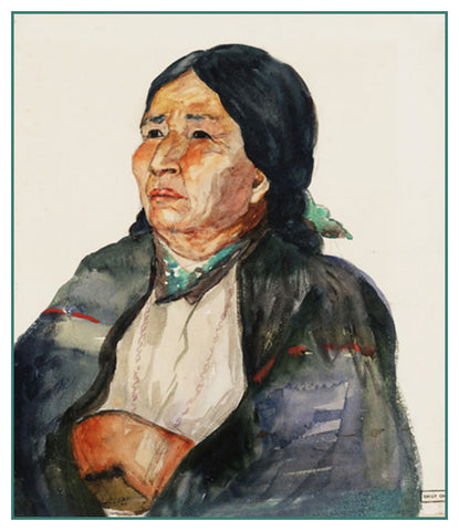 Emily Carr's Mrs. Douse Chieftainess of Kitwancool B.C. Canada Counted Cross Stitch Pattern