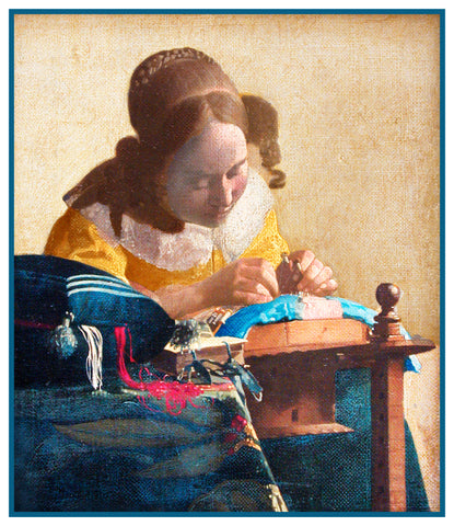 The Lace  Maker Detail by Johannes Vermeer Counted Cross Stitch Pattern