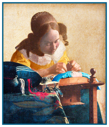 The Lace  Maker Detail by Johannes Vermeer Counted Cross Stitch Pattern