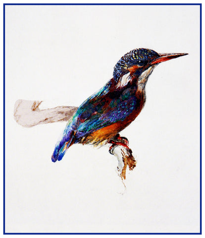 Study of a Kingfisher Birds by John Ruskin Counted Cross Stitch Pattern