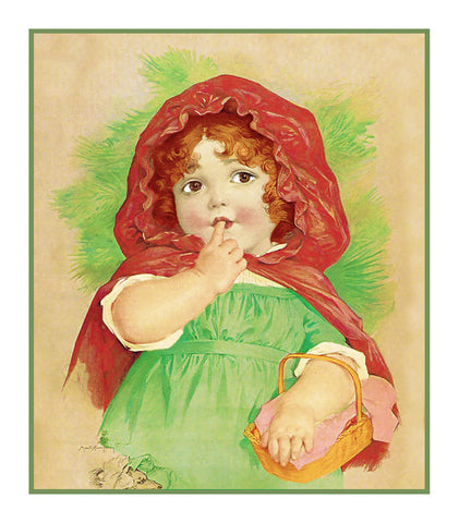 Dress Up Little Red Riding Hood Detail by Maud Humphrey Bogart Counted Cross Stitch Pattern