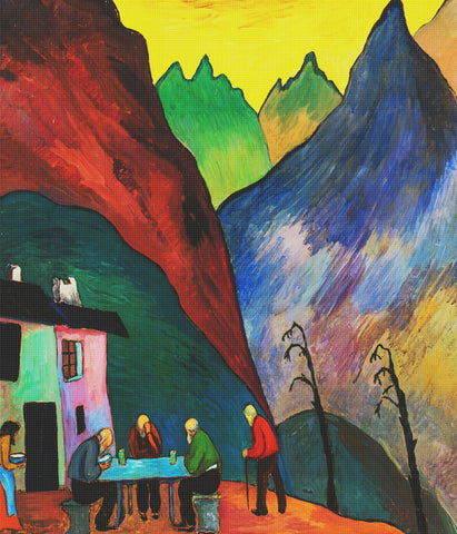 Russian Marianne Von Werefkin's Visit in The Mountains Counted Cross Stitch Pattern