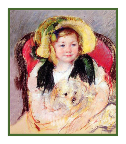 Sara Holding Her Puppy Dog by American impressionist artist Mary Cassatt Counted Cross Stitch Pattern