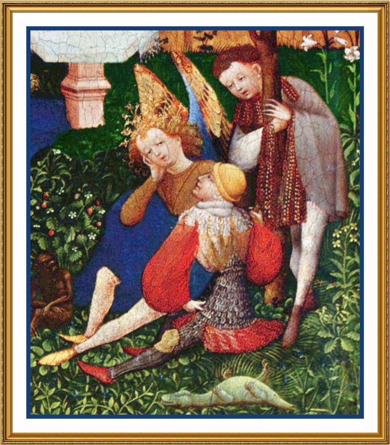 Angel detail of Garden of Paradise Upper Rhenish Master Medieval