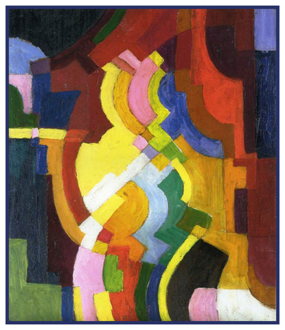 Colored Forms 3 Geometric by Expressionist Artist August Macke Counted Cross Stitch Pattern