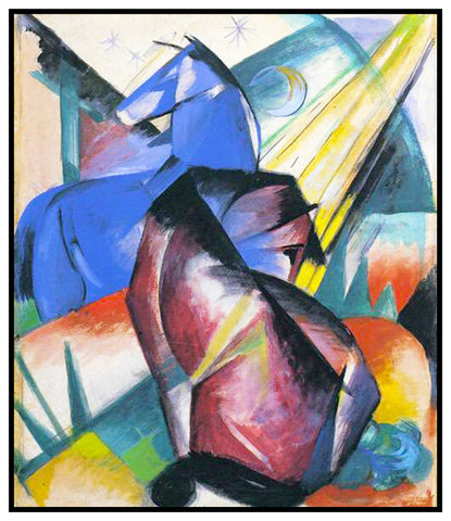 Two Horses Under The Stars by Expressionist Artist Franz Marc Counted Cross Stitch Pattern