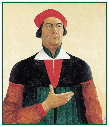 Self Portrait by Artist Kazimir Malevich Counted Cross Stitch Pattern