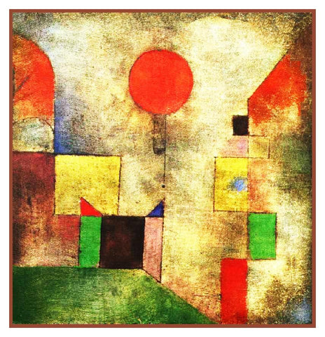 The Red Balloon by Expressionist Artist Paul Klee Counted Cross Stitch Pattern DIGITAL DOWNLOAD