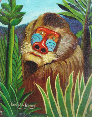 Mandrill Monkey in the Jungle by Henri Rousseau Counted Cross Stitch Pattern DIGITAL DOWNLOAD
