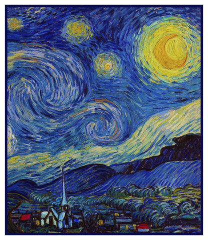 Starry Starry Night Detail by Vincent Van Gogh Counted Cross Stitch Pattern DIGITAL DOWNLOAD