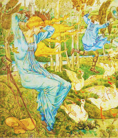 Swan Girls by Arts and Crafts Artist Walter Crane Counted Cross Stitch Pattern