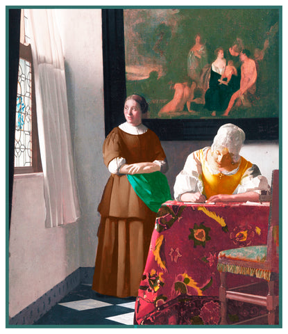 Woman Writing a Letter by Johannes Vermeer Counted Cross Stitch Pattern