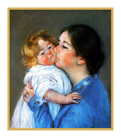 Mama's Kiss for Baby by American impressionist artist Mary Cassatt Counted Cross Stitch Pattern