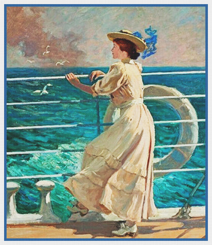 On The Deck By American Abbott Fuller Graves Counted Cross Stitch Pattern