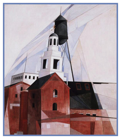 Pennsylvania Church Cubist Precisionism by American Artist Charles Demuth Counted Cross Stitch Pattern